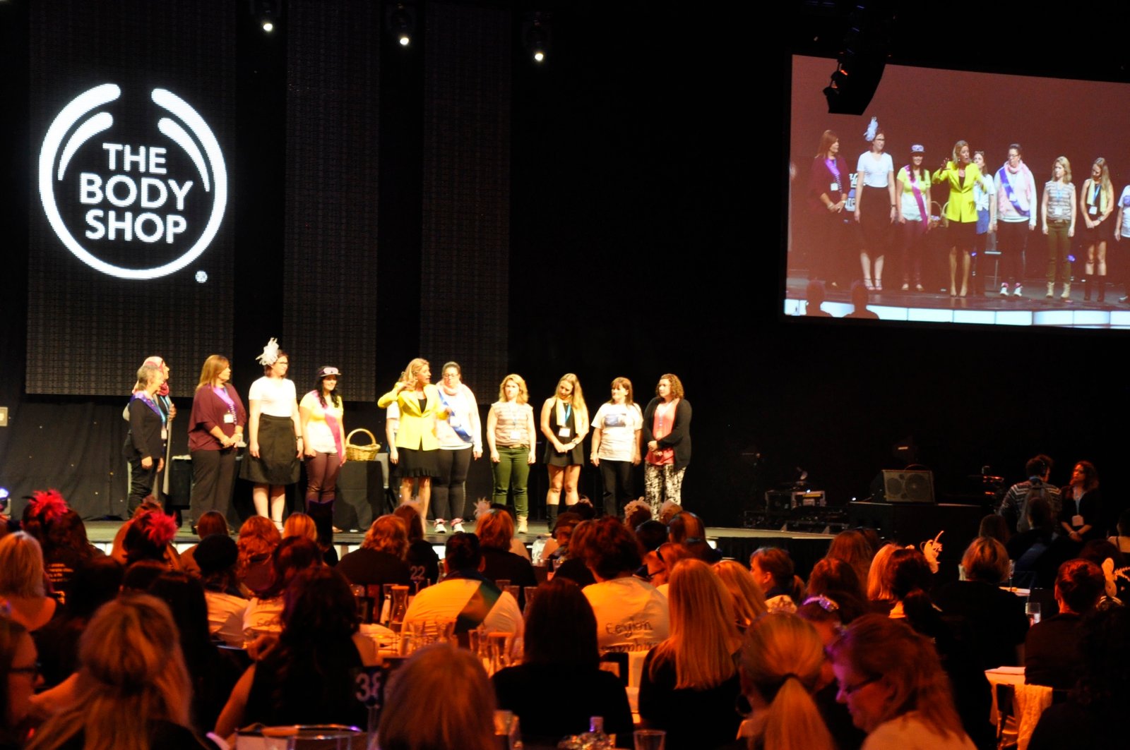 Lisa presenting at a large company event