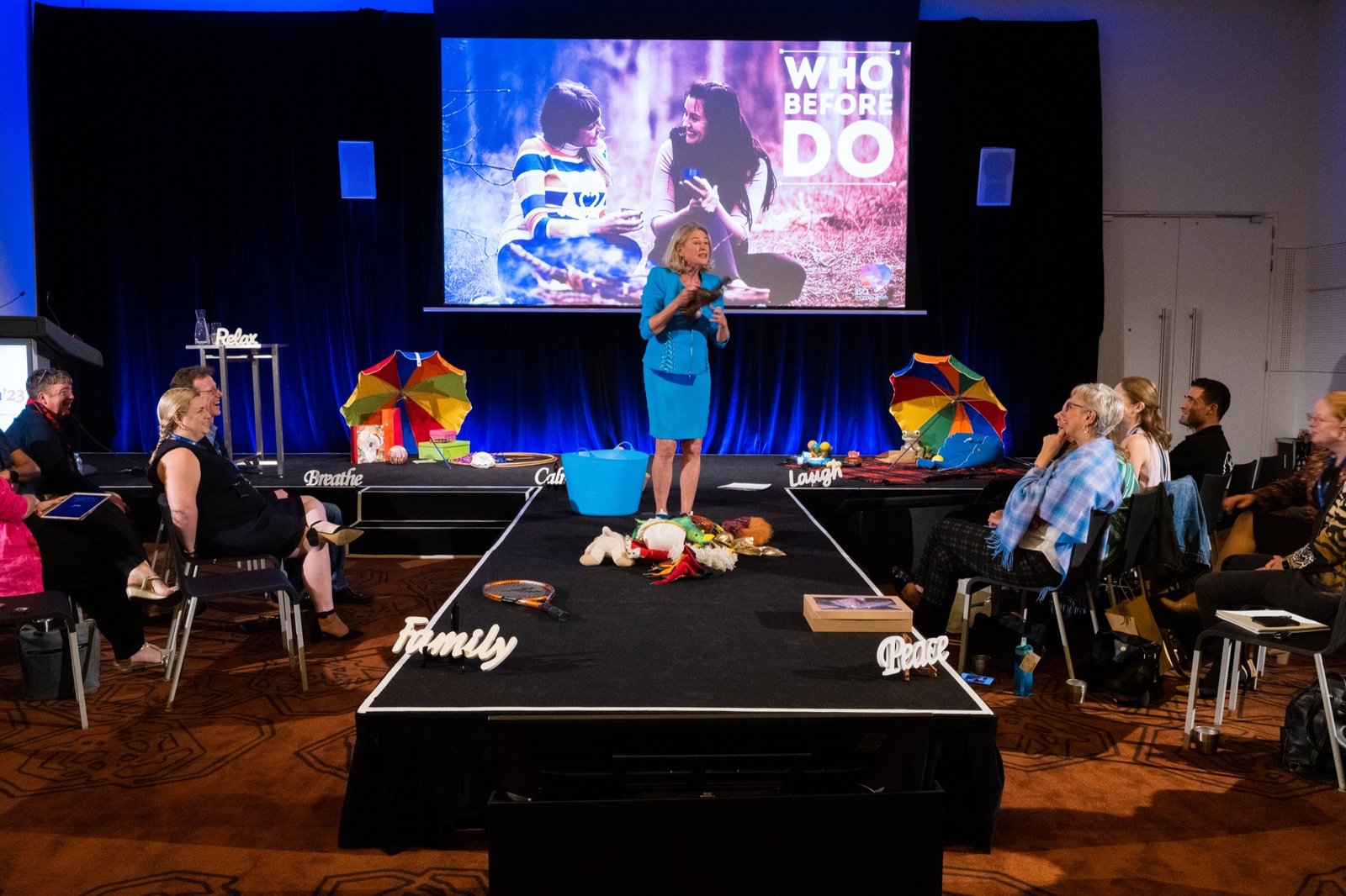 Lisa leading an interactive presentation with audience members